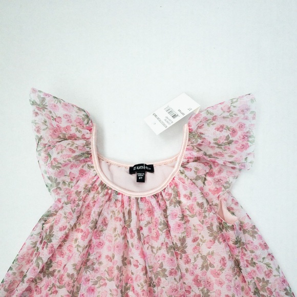 Zunie Floral Print Sleeveless Mesh Dress (3T) - Picture 3 of 14